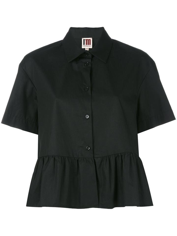 I'm Isola Marras Ruffled Shortsleeved Shirt, Women's, Size: 44, Black, Cotton