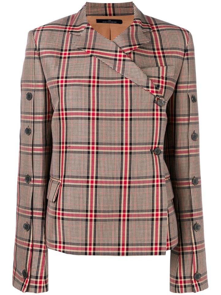 Rokh Checked Button Jacket - Brown