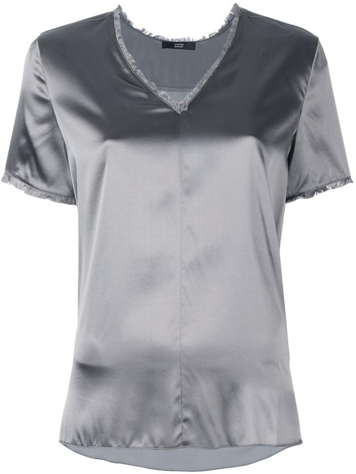 Steffen Schraut V Neck T-shirt, Women's, Size: 44, Grey, Silk/spandex/elastane/viscose