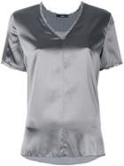 Steffen Schraut V Neck T-shirt, Women's, Size: 44, Grey, Silk/spandex/elastane/viscose
