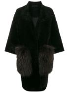 S.w.o.r.d 6.6.44 Oversized Shearling Coat - Black Brown
