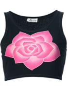 Krizia Vintage Cropped Floral Tank Top, Women's, Size: 46, Black