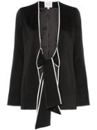 Galvan Black And White Bianca Tie-front Crepe Jacket