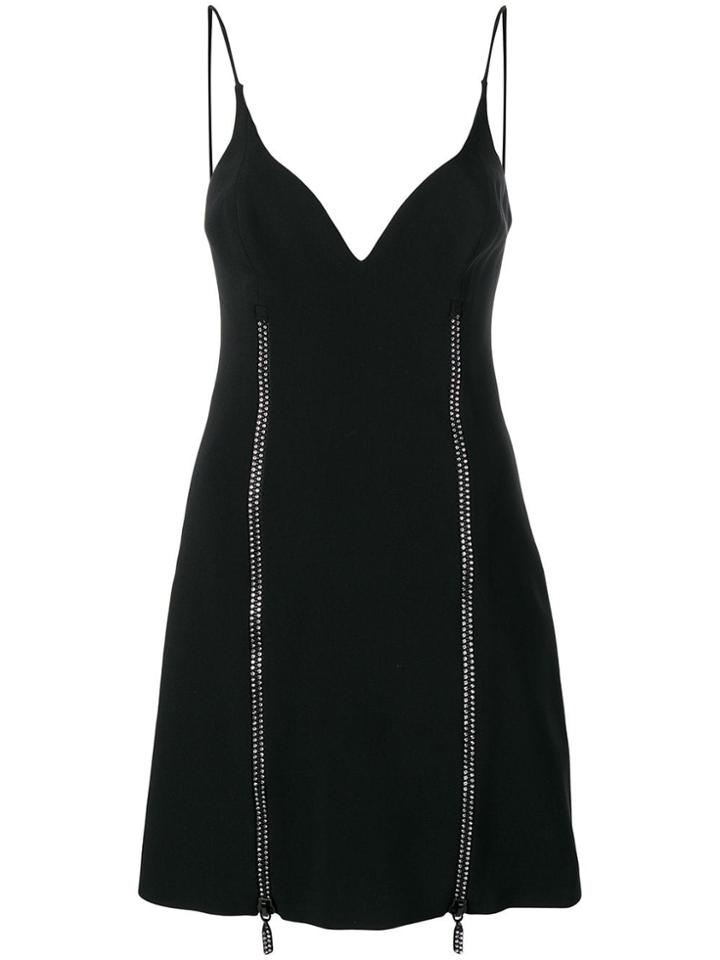 David Koma Crystal Stripe Detail Dress - Black