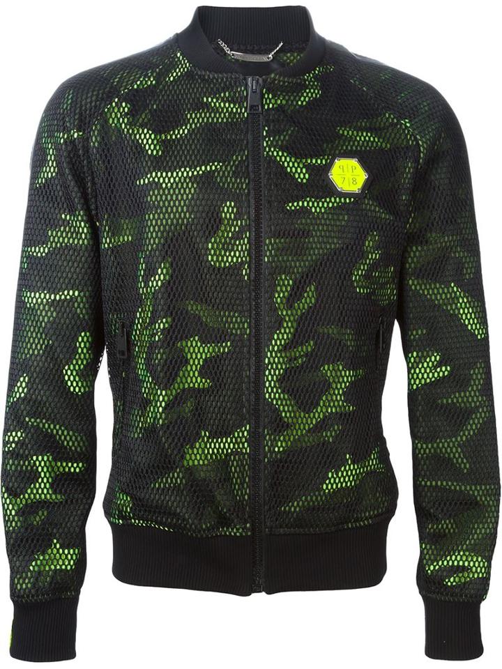 Philipp Plein 'apple Tree' Bomber Jacket, Men's, Size: Xl, Black, Polyester