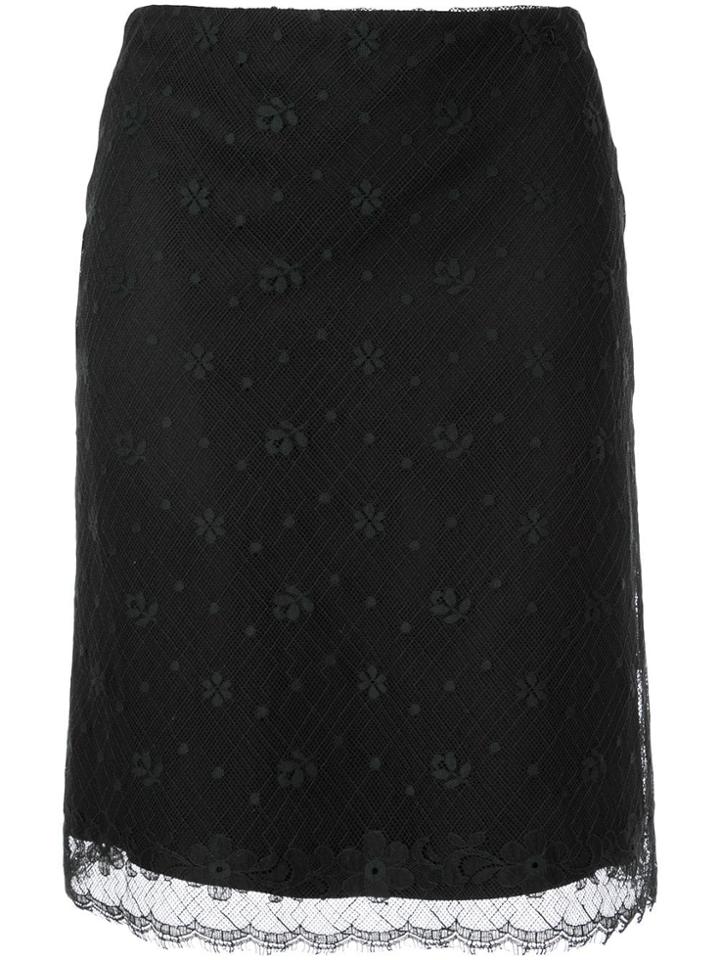Chanel Vintage Cc Logo Lace Skirt - Brown