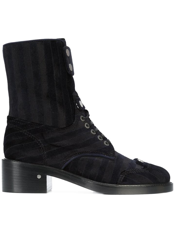 Laurence Dacade Manu Stripes Lace Up Boots - Blue