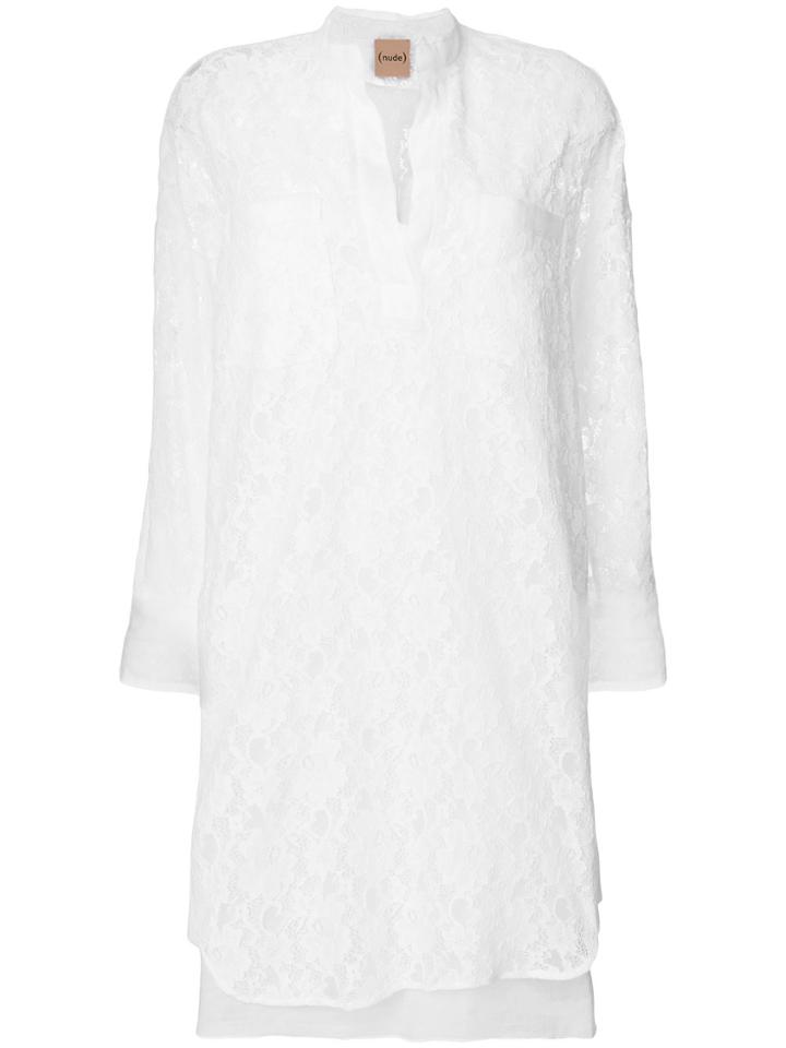 Nude Lace Dress - White