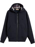 Burberry Check Detail Hooded Sweatshirt - Blue