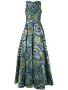 Manish Arora Peacock Print Full Gown - Green