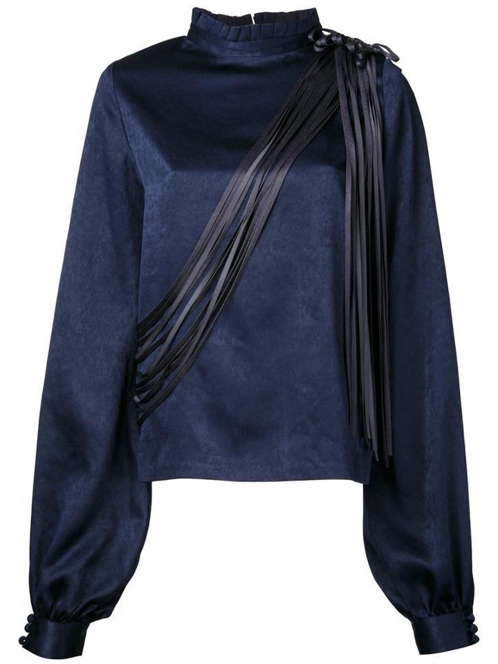 Donnah Mabel - Strings Blouse - Women - Polyester/acetate - 0, Blue, Polyester/acetate
