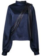 Donnah Mabel - Strings Blouse - Women - Polyester/acetate - 0, Blue, Polyester/acetate