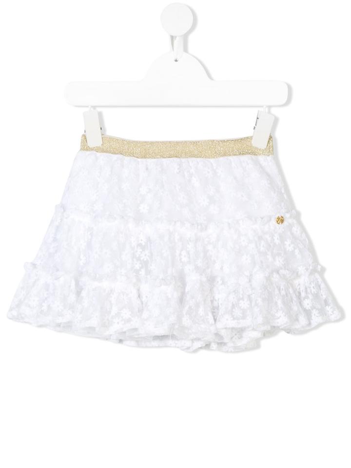 Lili Gaufrette Floral Lace Skirt - White