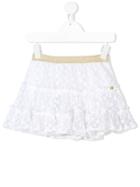 Lili Gaufrette Floral Lace Skirt - White