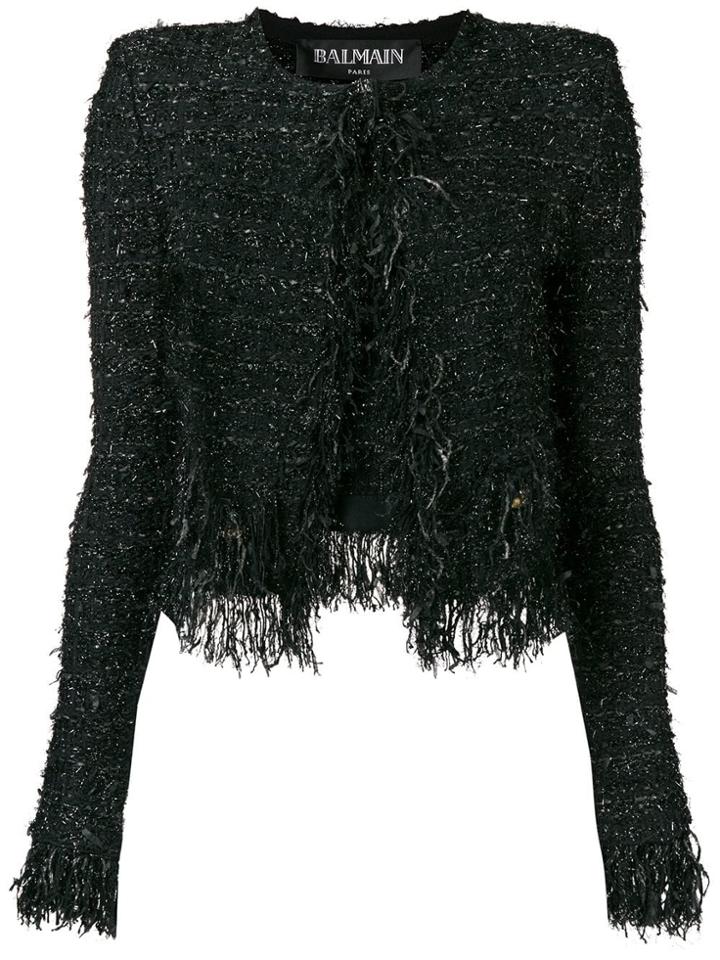 Balmain Fringed Jacket - Black