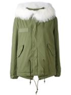 Mr & Mrs Italy - Short Parka Coat - Women - Cotton/lamb Skin/polyester/racoon Fur - S, Green, Cotton/lamb Skin/polyester/racoon Fur