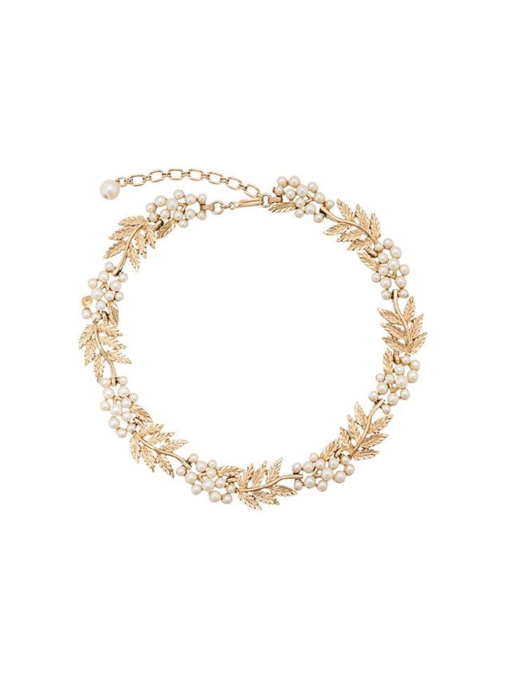 Susan Caplan Vintage 1960's Gold-plated Trifari Leaf Necklace