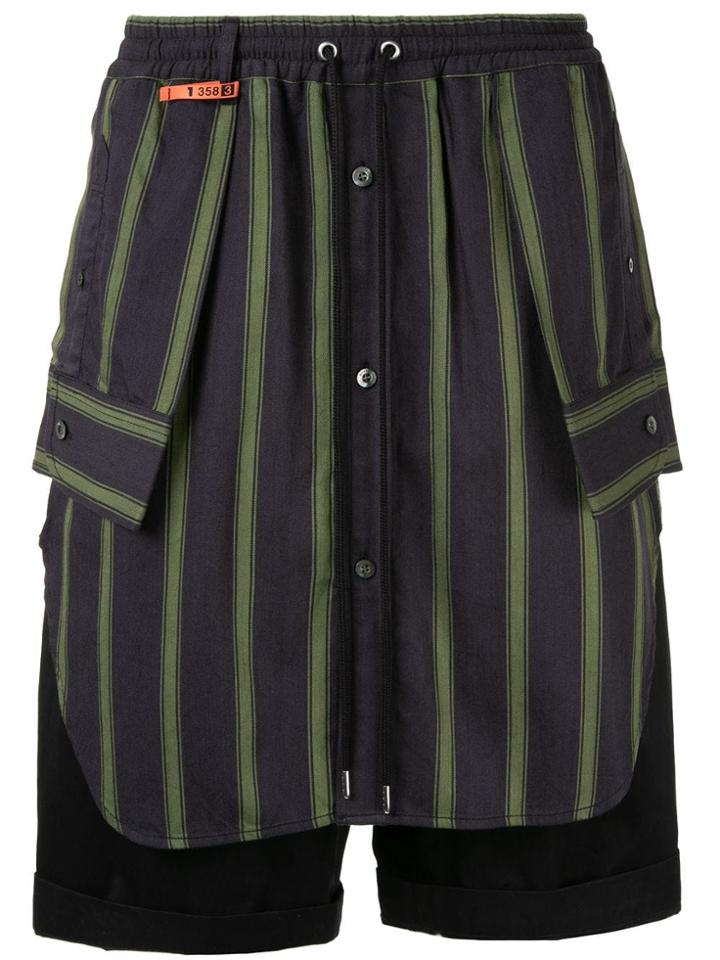 Maison Mihara Yasuhiro Shirt Illusion Track Shorts - Blue