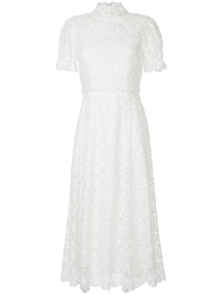 Macgraw Floral Lace High Neck Dress - White