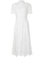 Macgraw Floral Lace High Neck Dress - White