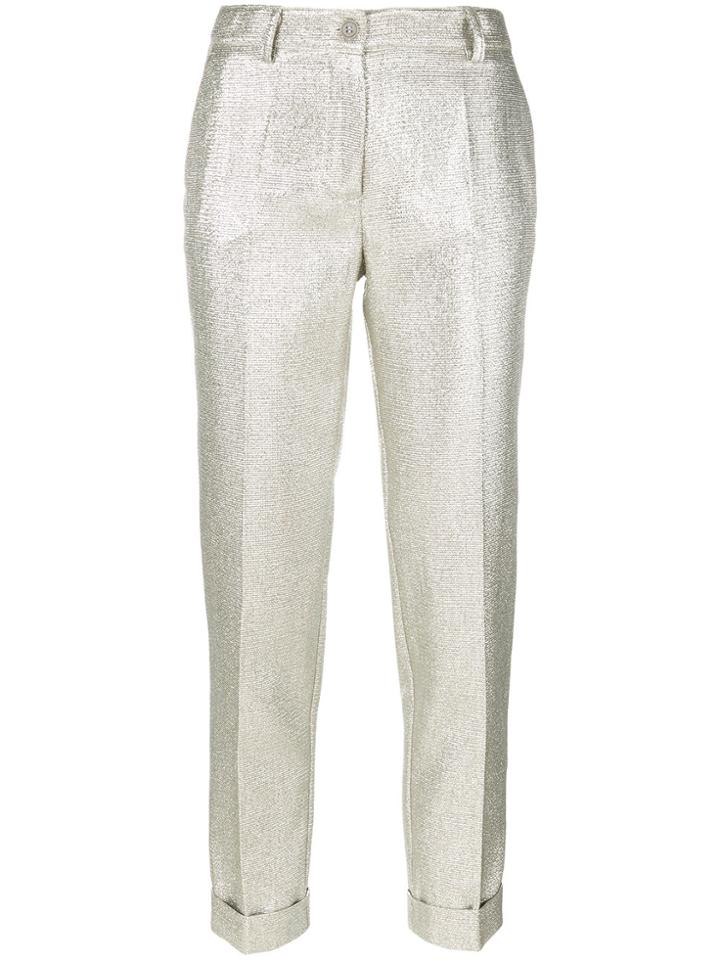 P.a.r.o.s.h. Textured Stitch Cropped Trousers - Metallic