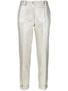 P.a.r.o.s.h. Textured Stitch Cropped Trousers - Metallic