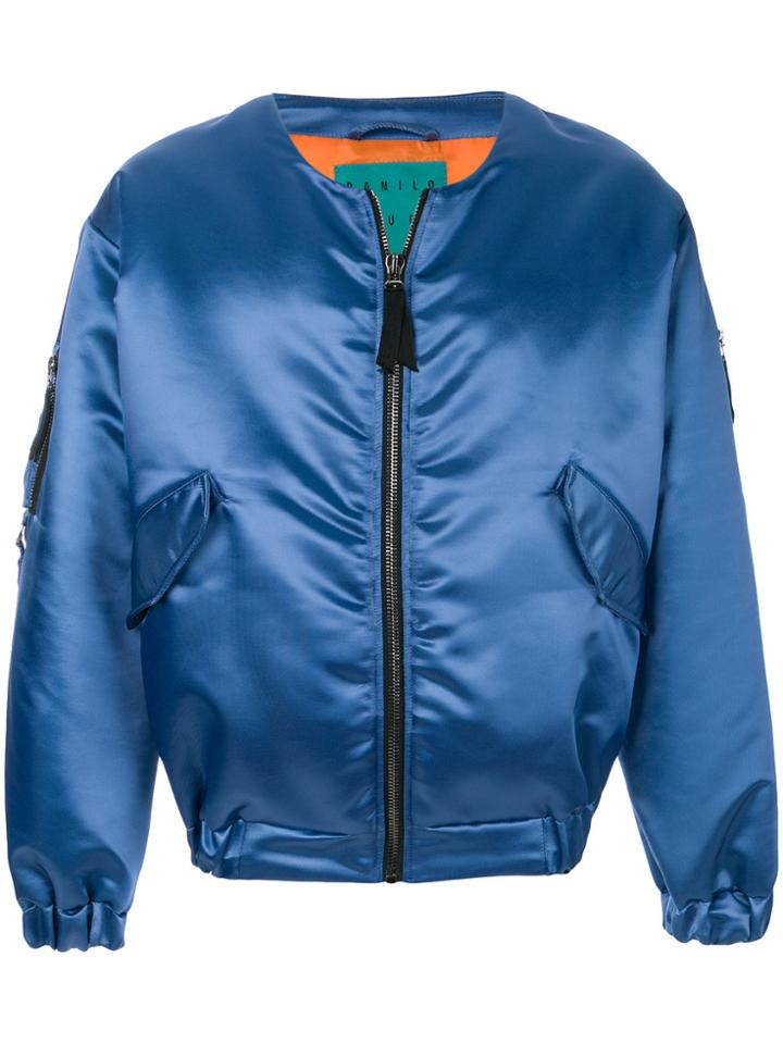 Paura Oversized Bomber Jacket - Blue