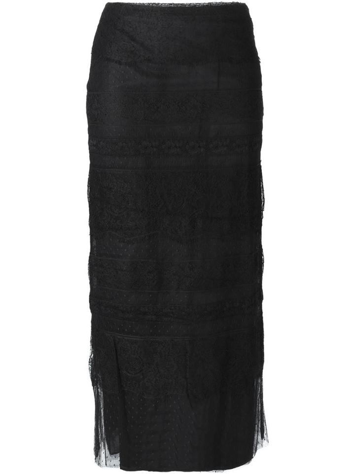 Valentino Lace Midi Skirt, Women's, Size: 42, Black, Polyamide/silk/spandex/elastane