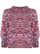 Ganni Melange Chunky Knit Sweater - Red