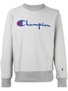 Champion Embroidered Logo Sweatshirt, Men's, Size: Large, Grey, Cotton/polyester