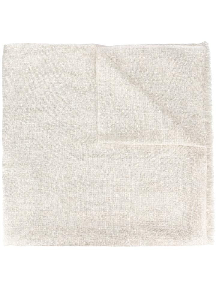 Brunello Cucinelli - Frayed Scarf - Women - Linen/flax/polyamide/polyester - One Size, Nude/neutrals, Linen/flax/polyamide/polyester