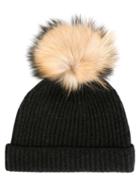 N.peal Detachable Pompom Ribbed Hat