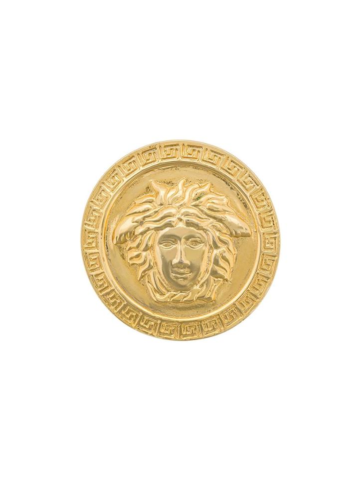 Versace Vintage Medusa Logo Brooch - Gold