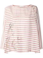 Forte Forte Embroidered Flower Striped Blouse - White