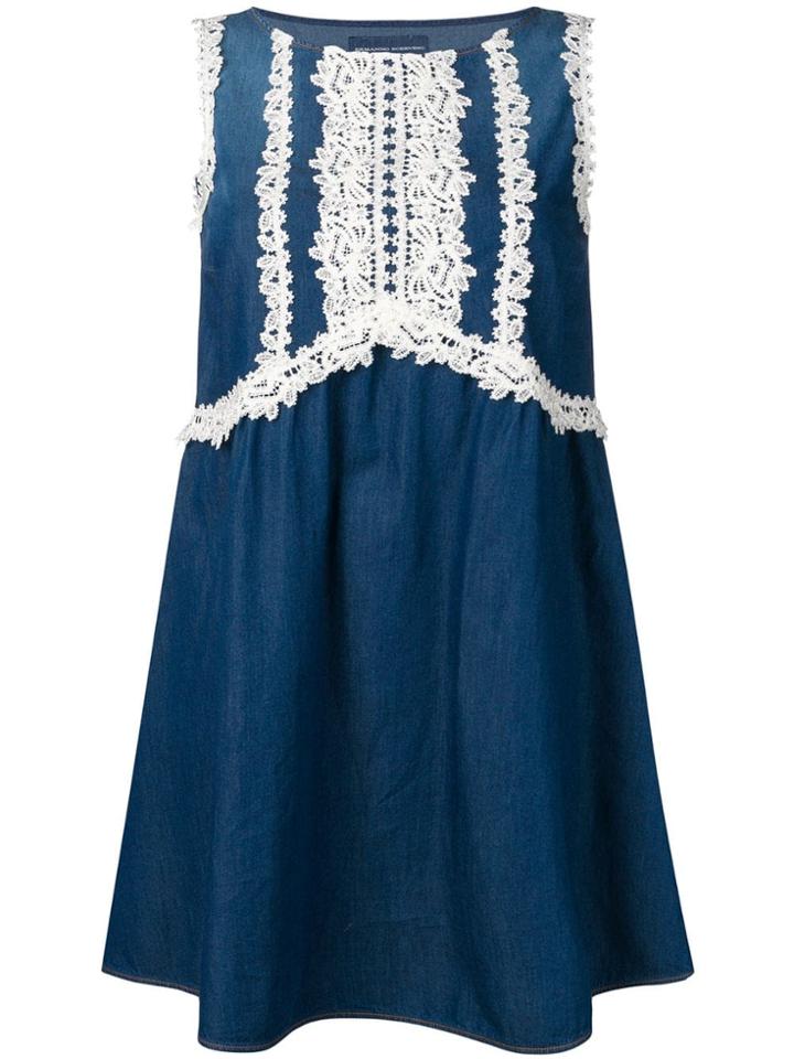 Ermanno Scervino Lace Denim Mini Dress - Blue