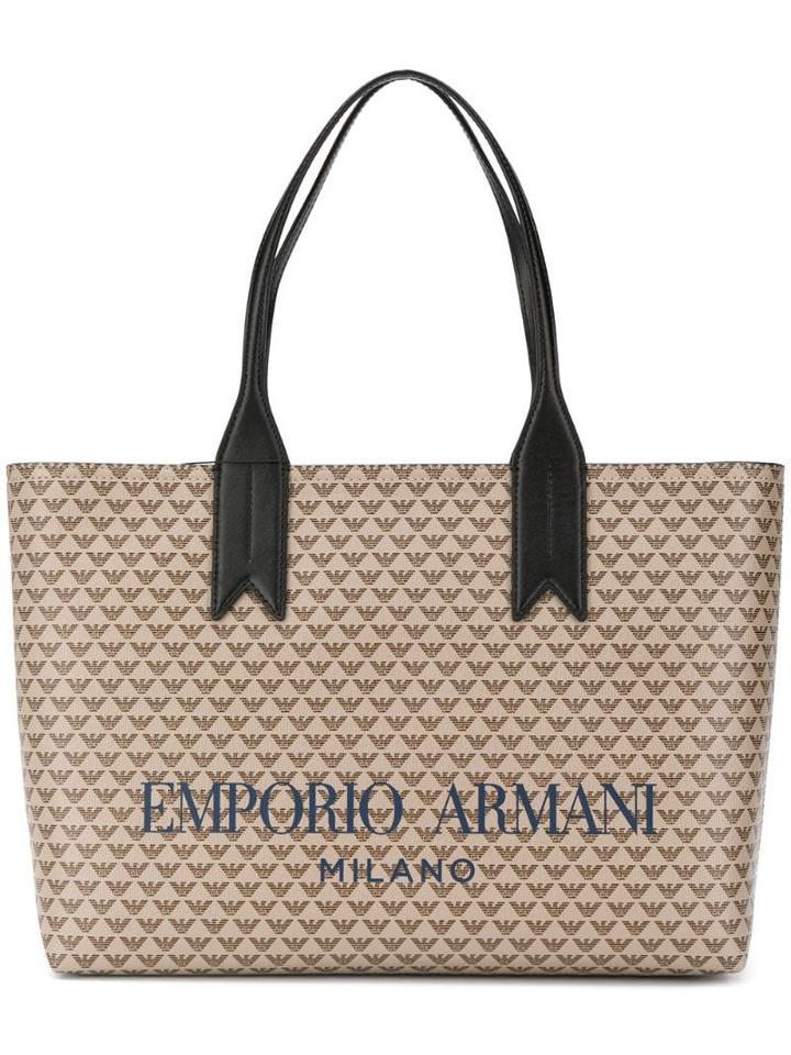 Emporio Armani Logo Print Tote - Brown