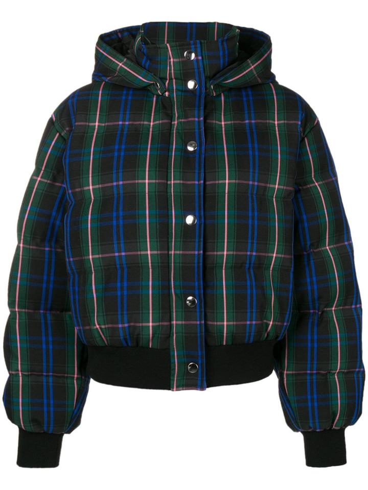 Msgm Checked Bomber Jacket - Blue