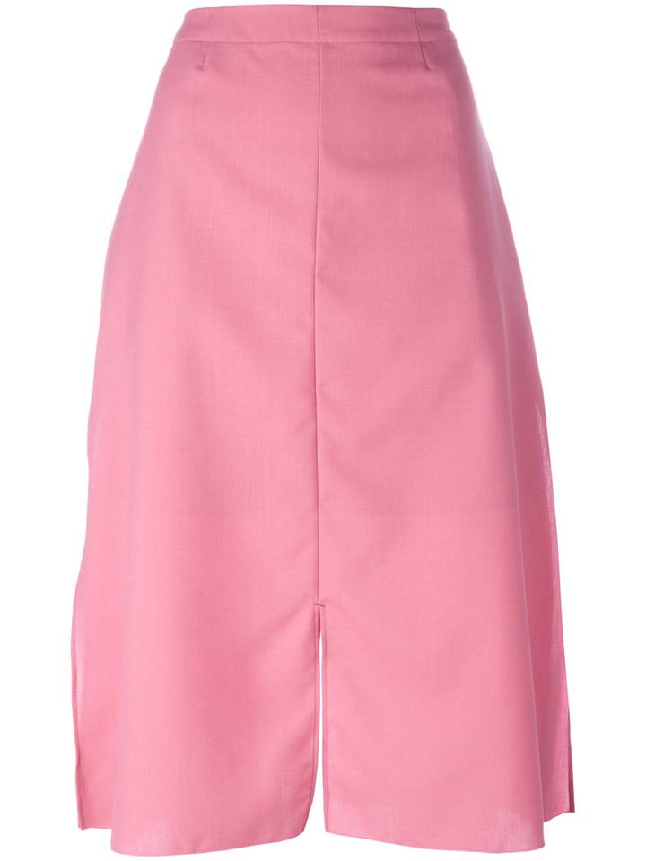 Julien David - Slit Midi Skirt - Women - Silk/polyester/wool - M, Pink/purple, Silk/polyester/wool