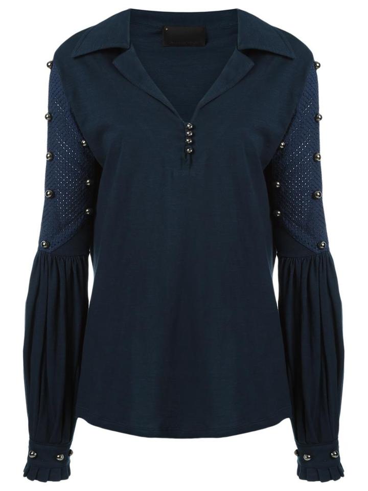 Andrea Bogosian Billowing Sleeves Blouse, Women's, Size: Pp, Blue, Cotton