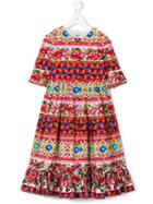 Dolce & Gabbana Kids Carreto Siciliano Dress, Girl's, Size: 12 Yrs