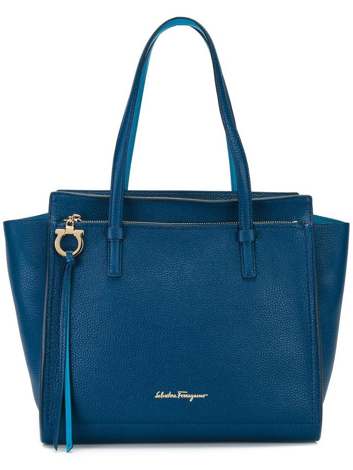 Salvatore Ferragamo Amy Tote, Blue, Calf Leather