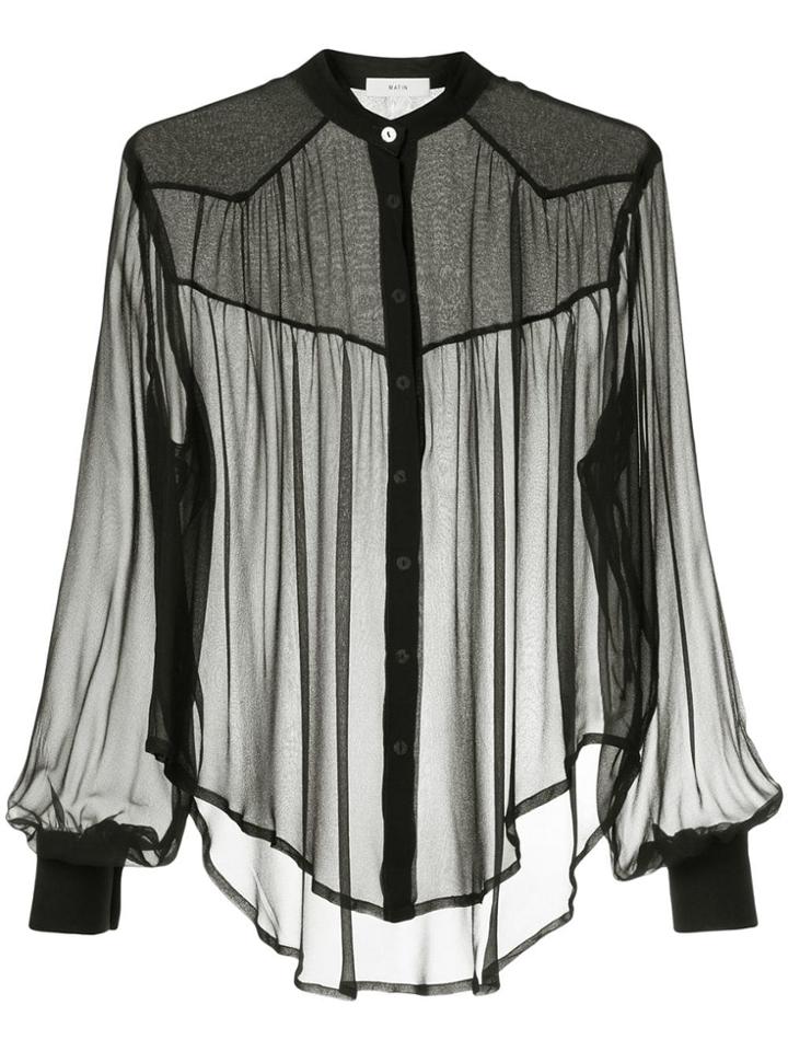 Matin Georgette Yoke Shirt - Black