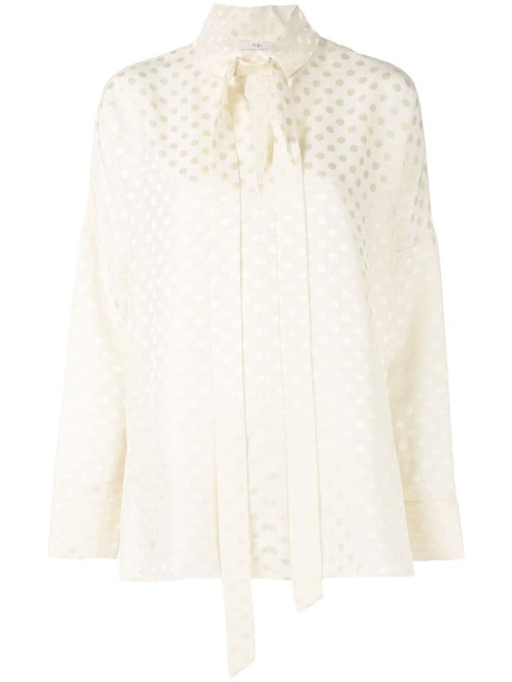 Tibi Polka Dot Tie Neck Top - Yellow