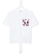 Msgm Kids Leopard Print Pocket T-shirt, Girl's, Size: 14 Yrs, White