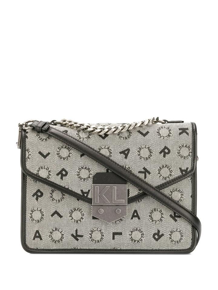 Karl Lagerfeld Jacquard Shoulder Bag - Black