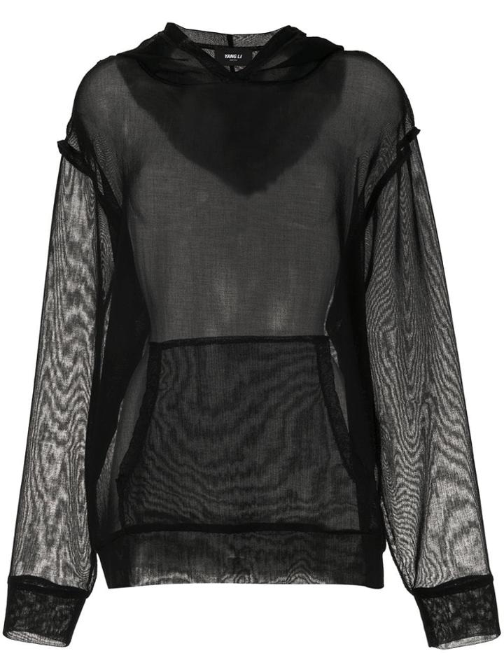 Yang Li Sheer Panel Hoodie - 99black