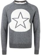 Moncler Logo Intarsia Sweater, Men's, Size: Xl, Grey, Polyamide/spandex/elastane/wool