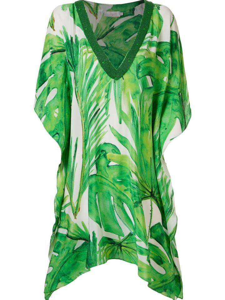 Brigitte Abstract Print Beach Dress, Women's, Size: G, Green, Silk