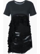 Haider Ackermann High Low Hem Frill T-shirt, Women's, Size: Medium, Black, Silk/cotton