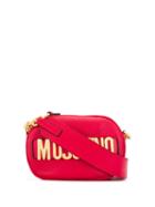 Moschino Lettering Logo Plaque Shoulder Bag - Red
